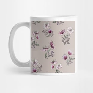 Spring translucent flowers and leaves watercolor pattern. Astrantia Major romantic bouquets. Great Masterwort composition Mug